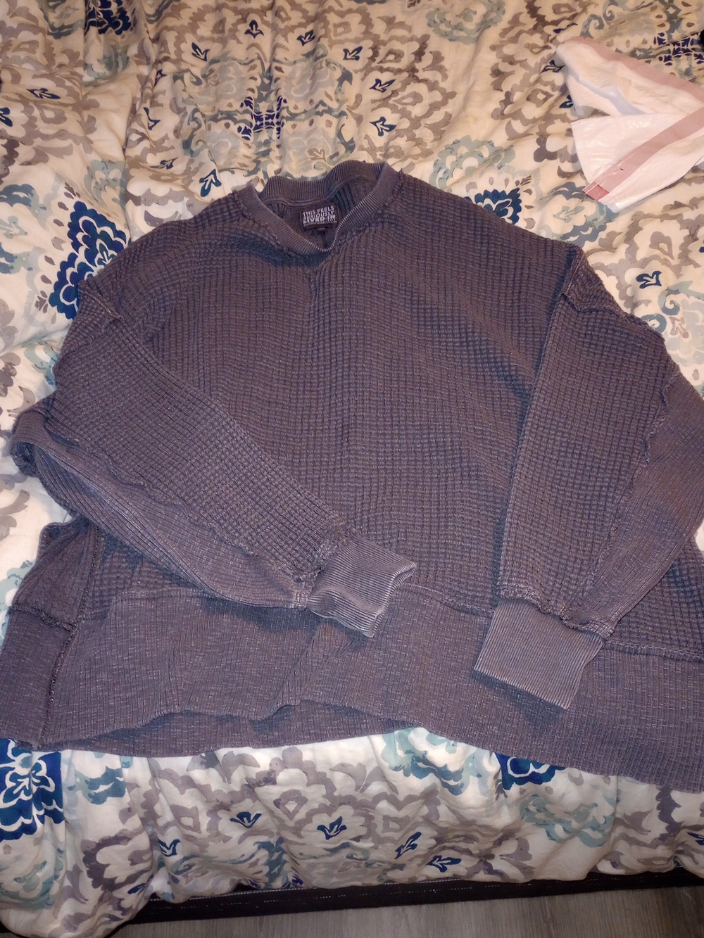 Women's Oversized Gray Thermal Tunic